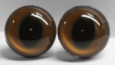 1 Paar Sicherheitsaugen 20 mm ovale Pupillen braun schimmernd verschiedenfarbige Iris