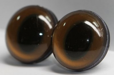 1 Paar Sicherheitsaugen 20 mm ovale Pupillen braun schimmernd verschiedenfarbige Iris