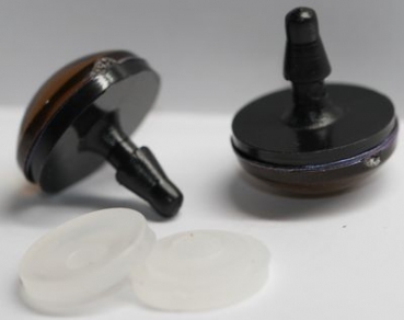 1 Paar Sicherheitsaugen 20 mm ovale Pupillen braun schimmernd verschiedenfarbige Iris
