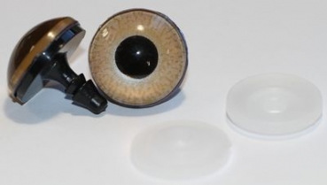 1 Paar Sicherheitsaugen 20 mm kleine runde Pupillen zartbeige schimmernd verschiedenfarbige Iris