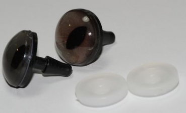 1 Paar Sicherheitsaugen 18 mm beige tief violettsilber schimmernd Katze Drache