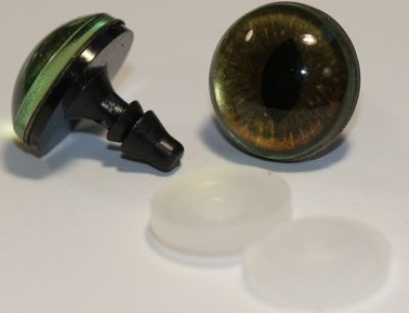 1 Paar Sicherheitsaugen 18 mm bronzegrün tief schimmernd Katze Drache