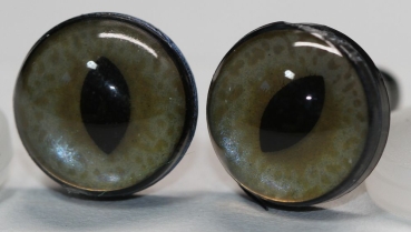 1 Paar Sicherheitsaugen 12 mm mittlere geschlitzte Pupillen beige schimmernd verschiedenfarbige Iris