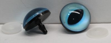 Sicherheitsaugen 30 mm große geschlitzte Pupillen türkisblau schimmernd verschiedenfarbige Iris