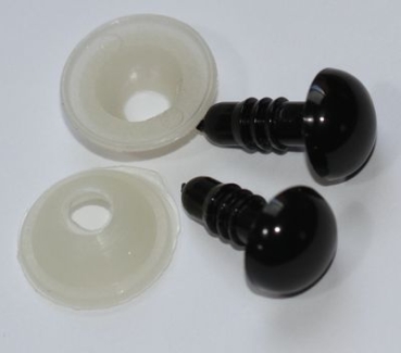 1 Paar Sicherheitsaugen 10 mm Teddyaugen schwarz durchgefärbt