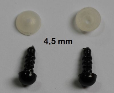 1 Paar Sicherheitsaugen 4,5 mm Teddyaugen schwarz durchgefärbt