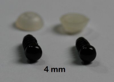 1 Paar Sicherheitsaugen 4 mm Teddyaugen schwarz durchgefärbt