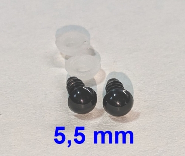 1 Paar Sicherheitsaugen 5,5 mm Teddyaugen schwarz durchgefärbt