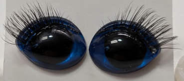 Sicherheitsaugen Blau metallic mit Wimpern 16 mm x 21 mm