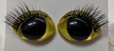Sicherheitsaugen Gelb metallic mit Wimpern 16 mm x 21 mm