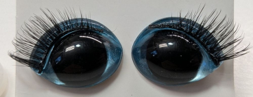 Sicherheitsaugen Hellblau metallic mit Wimpern 16 mm x 21 mm