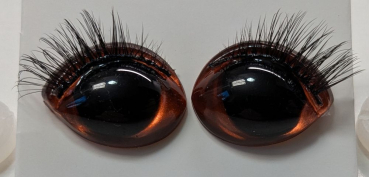Sicherheitsaugen Zimt metallic mit Wimpern 16 mm x 21 mm