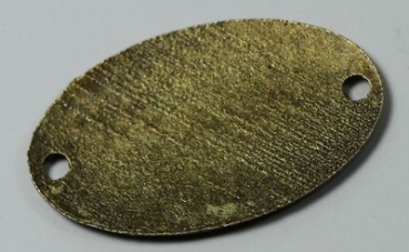 1 Button aus Metall "handmade" bronzefarben ca. 31 mm x 19 mm zum Annähen