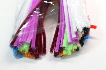 1 Packung mit 100 Stück Biegeplüsch Chenilledraht 5 mm Durchmesser Farbmix