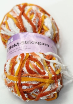 Wolle Belinda Effekt-Strickgarn 50 g 71 % Polyamid 29 % Polyester orange weiß