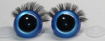 1 Paar Sicherheitsaugen 30 mm Blau metallic mit Wimpern