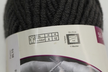Wolle "Bonnie" Mützengarn dunkelgrau 50 g 70 % Polyacryl 30 % Wolle