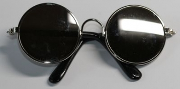Brille Sonnenbrille 8 cm silber dunkle Gläser silbern verspiegelt für Teddies oder Puppen Accessoire Requisite
