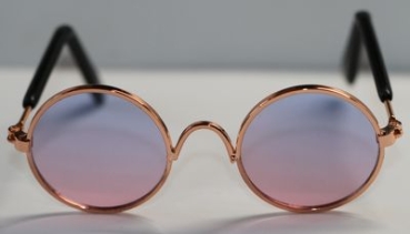 Brille Sonnenbrille 8 cm kupfer rosa-hellblau Gläser für Teddies oder Puppen Accessoire Requisite