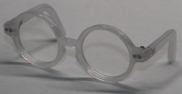 Brille 9 cm weiß Kunststoff halbtransparent klare Gläser für Teddies oder Puppen Accessoire Requisite