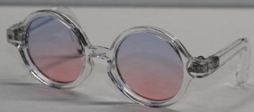 Brille Sonnenbrille 9 cm klarer Kunststoff blau-rosa Gläser für Teddies oder Puppen Accessoire Requisite