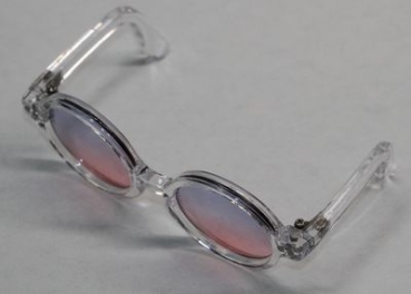 Brille Sonnenbrille 9 cm klarer Kunststoff blau-rosa Gläser für Teddies oder Puppen Accessoire Requisite