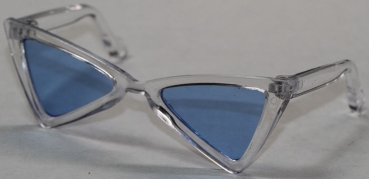 Brille 8,5 cm Kunststoff transparent hellblaue Gläser für Teddies oder Puppen Accessoire Requisite