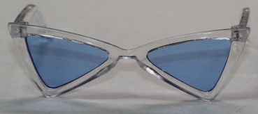 Brille 8,5 cm Kunststoff transparent hellblaue Gläser für Teddies oder Puppen Accessoire Requisite