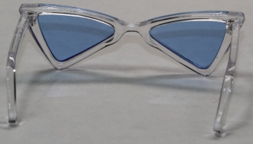 Brille 8,5 cm Kunststoff transparent hellblaue Gläser für Teddies oder Puppen Accessoire Requisite