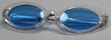 Brille 8,5 cm Kunststoff transparent hellblaue Gläser für Teddies oder Puppen Accessoire Requisite