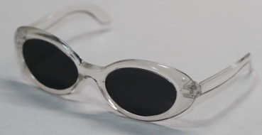 Brille 8,5 cm Kunststoff transparent schwarze Gläser für Teddies oder Puppen Accessoire Requisite
