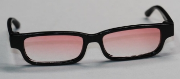 Brille 9 cm Kunststoff schwarz Gläser Farbverlauf rot für Teddies oder Puppen Accessoire Requisite
