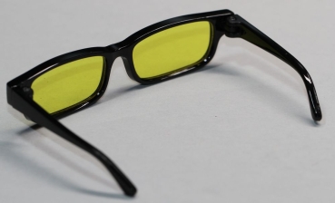 Brille 9 cm Kunststoff schwarz Gläser gelb für Teddies oder Puppen Accessoire Requisite