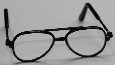 Brille 6,5 cm schwarz transparente Gläser für Teddies oder Puppen Accessoire Requisite
