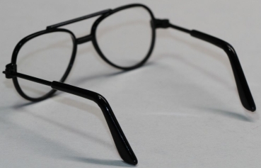 Brille 6,5 cm schwarz transparente Gläser für Teddies oder Puppen Accessoire Requisite