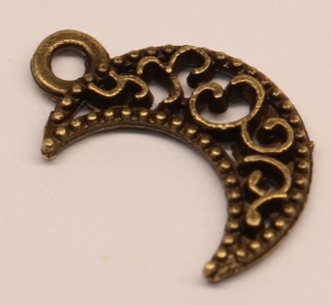 1 Anhänger Charm Mond aus Metall bronzefarben ca. 18 mm x 12 mm