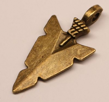 1 Anhänger Charm Pfeilspitze aus Metall bronzefarben ca. 30 mm x 15 mm