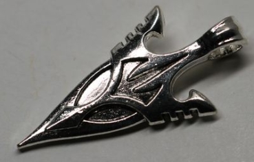 1 Anhänger Charm Pfeilspitze aus Metall silberfarben ca. 46 mm x 23 mm