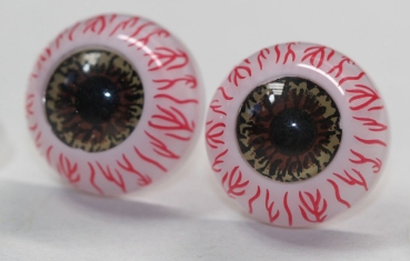1 Paar 20 mm Sicherheitsaugen Comic Ball weiß rot farbige Iris