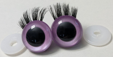 1 Paar Sicherheitsaugen 24 mm Flieder metallic mit Wimpern