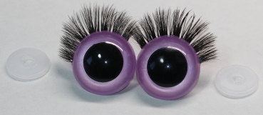 1 Paar Sicherheitsaugen 30 mm Flieder metallic mit Wimpern
