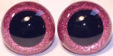 1 Paar Sicherheitsaugen Glitter Rosa