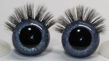 1 Paar Sicherheitsaugen 30 mm Glitter Rauch mit Wimpern