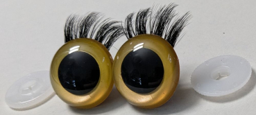 1 Paar Sicherheitsaugen 24 mm Gold metallic mit Wimpern