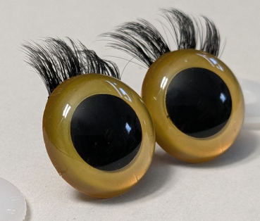 Preview: 1 Paar Sicherheitsaugen 24 mm Gold metallic mit Wimpern