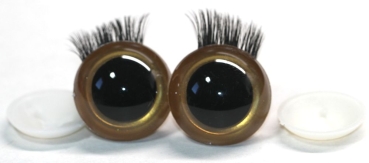 1 Paar Sicherheitsaugen 26 mm Gold metallic mit Wimpern