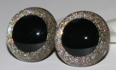 1 Paar Sicherheitsaugen Glitter Holo irisierend Silbergold