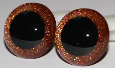 1 Paar Sicherheitsaugen Glitter Holo irisierend Orange