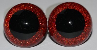 1 Paar Sicherheitsaugen Glitter Holo irisierend Rot