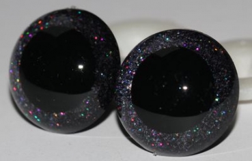 1 Paar Sicherheitsaugen Glitter Holo irisierend Schwarz